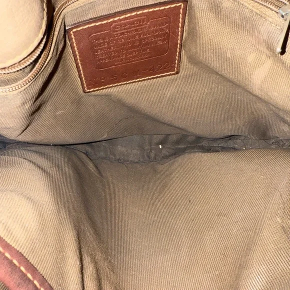 Coach Vintage Sheridan Mayfield Beige Brown Saddle‎ Leather Shoulder Bag 4225 K